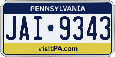 PA license plate JAI9343