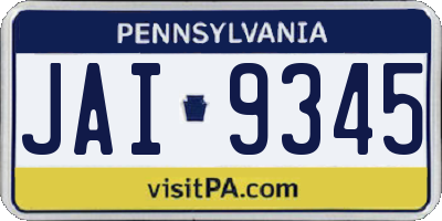 PA license plate JAI9345