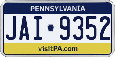 PA license plate JAI9352