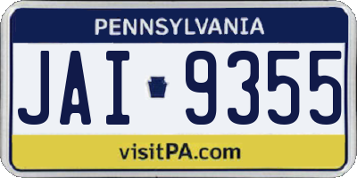 PA license plate JAI9355