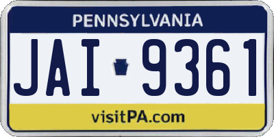 PA license plate JAI9361