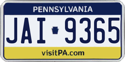 PA license plate JAI9365