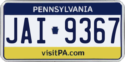 PA license plate JAI9367