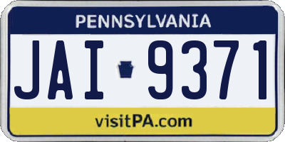 PA license plate JAI9371