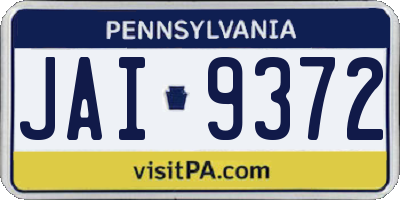 PA license plate JAI9372