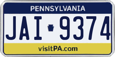 PA license plate JAI9374