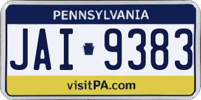 PA license plate JAI9383