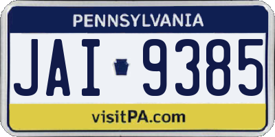 PA license plate JAI9385