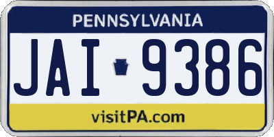 PA license plate JAI9386
