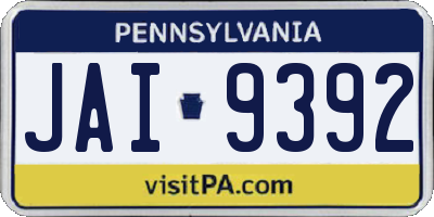 PA license plate JAI9392