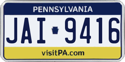 PA license plate JAI9416