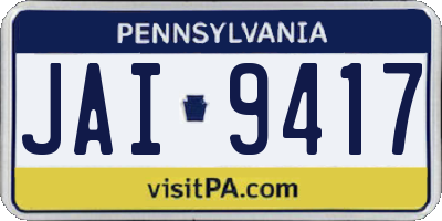 PA license plate JAI9417
