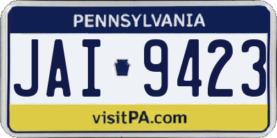 PA license plate JAI9423
