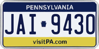 PA license plate JAI9430