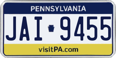 PA license plate JAI9455