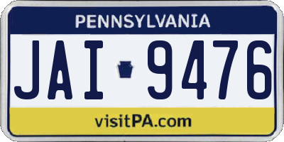 PA license plate JAI9476