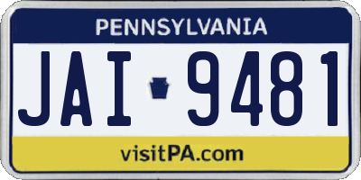 PA license plate JAI9481