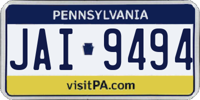 PA license plate JAI9494