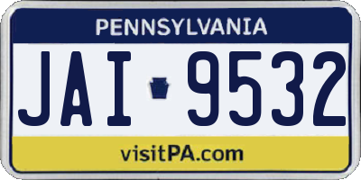 PA license plate JAI9532