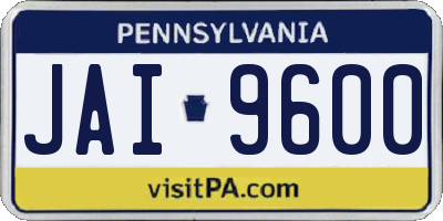 PA license plate JAI9600
