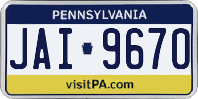 PA license plate JAI9670