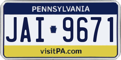 PA license plate JAI9671