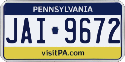 PA license plate JAI9672