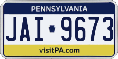 PA license plate JAI9673