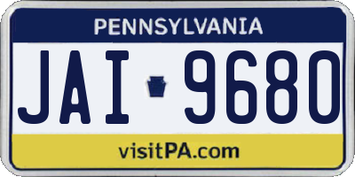 PA license plate JAI9680
