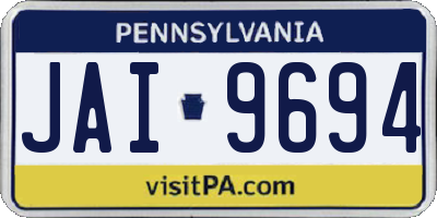 PA license plate JAI9694