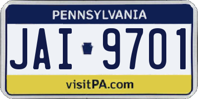 PA license plate JAI9701