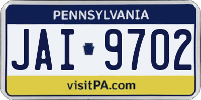 PA license plate JAI9702