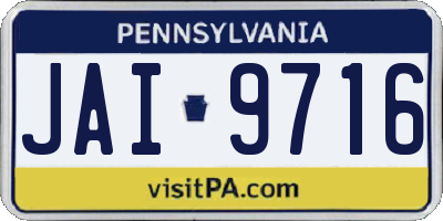 PA license plate JAI9716
