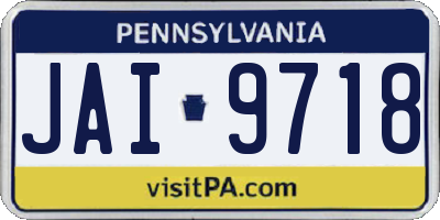 PA license plate JAI9718