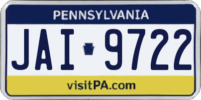 PA license plate JAI9722
