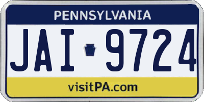 PA license plate JAI9724