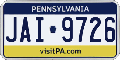 PA license plate JAI9726