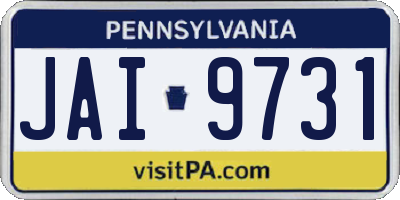 PA license plate JAI9731