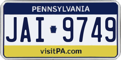 PA license plate JAI9749