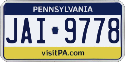 PA license plate JAI9778