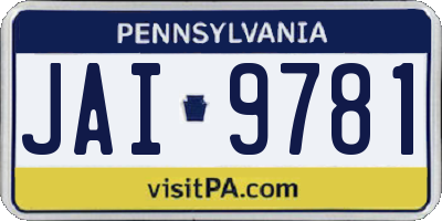 PA license plate JAI9781