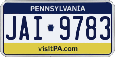 PA license plate JAI9783