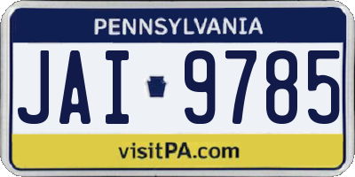 PA license plate JAI9785