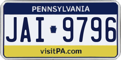 PA license plate JAI9796