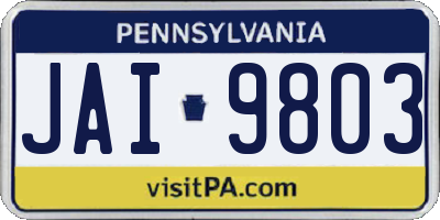 PA license plate JAI9803