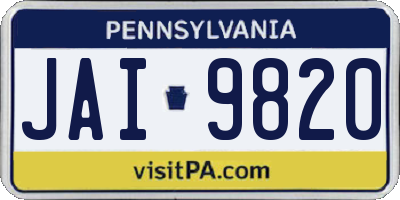 PA license plate JAI9820