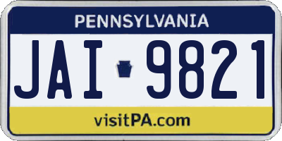 PA license plate JAI9821
