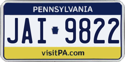 PA license plate JAI9822