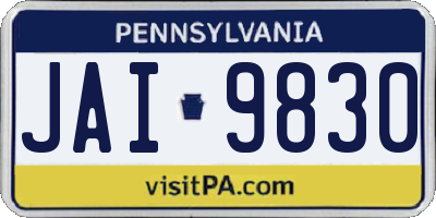 PA license plate JAI9830