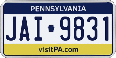 PA license plate JAI9831